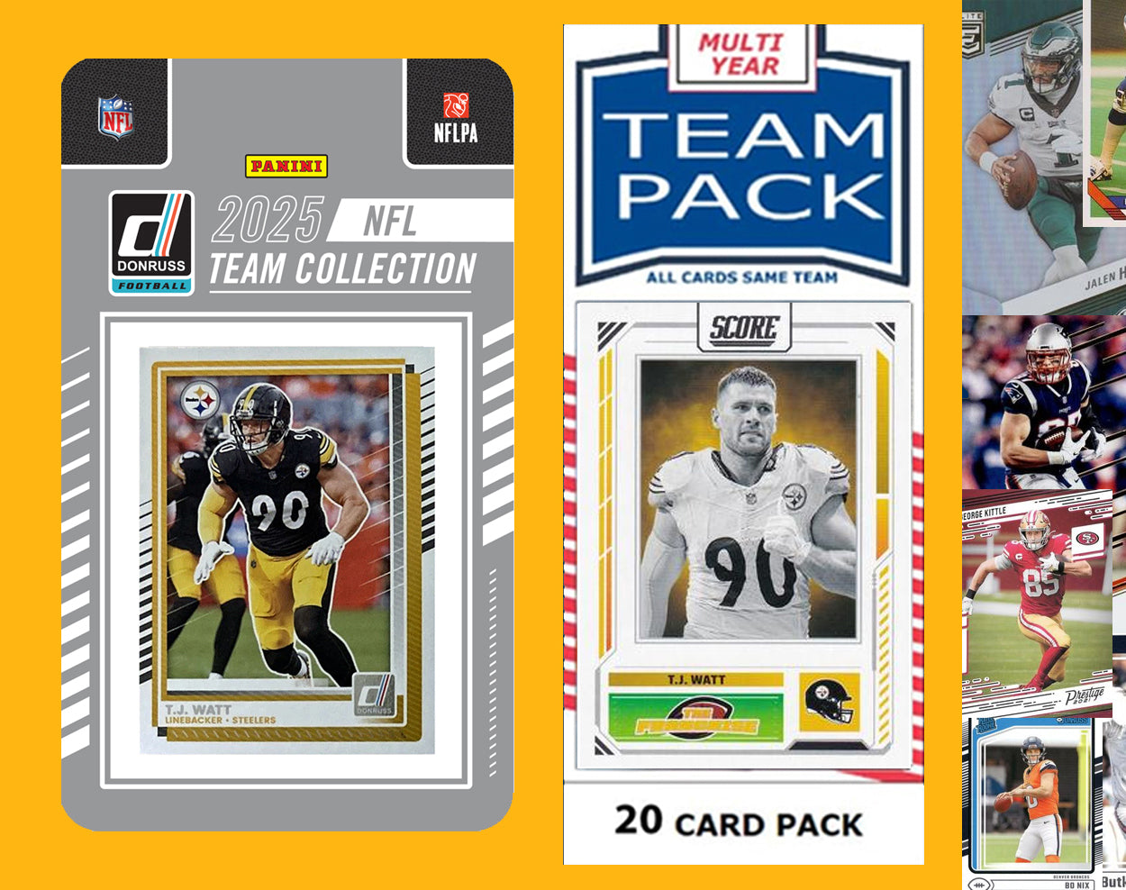 2025 Donruss NFL Factory Team Set + 20 Card Pack Pittsburgh Steelers TJ Watt hand-collated team set