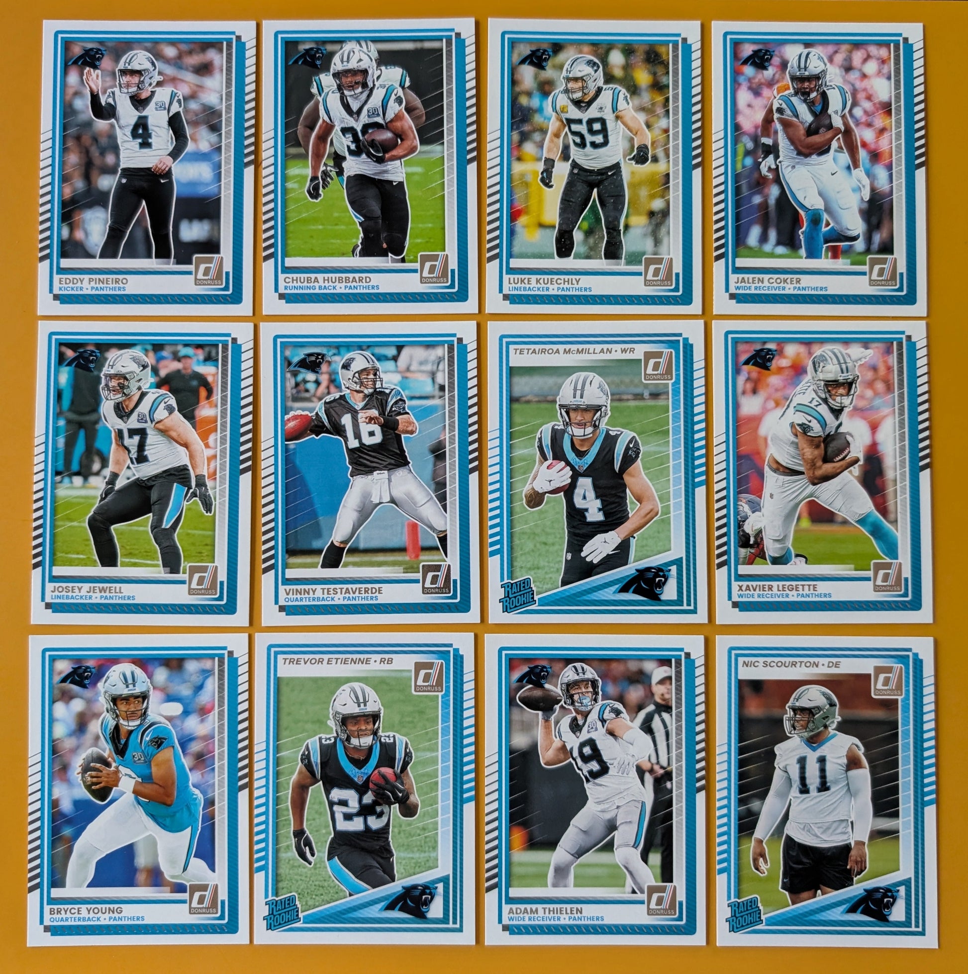 2025 Donruss NFL Team Set Carolina Panthers Tetairoa McMillan RC hand-collated team set