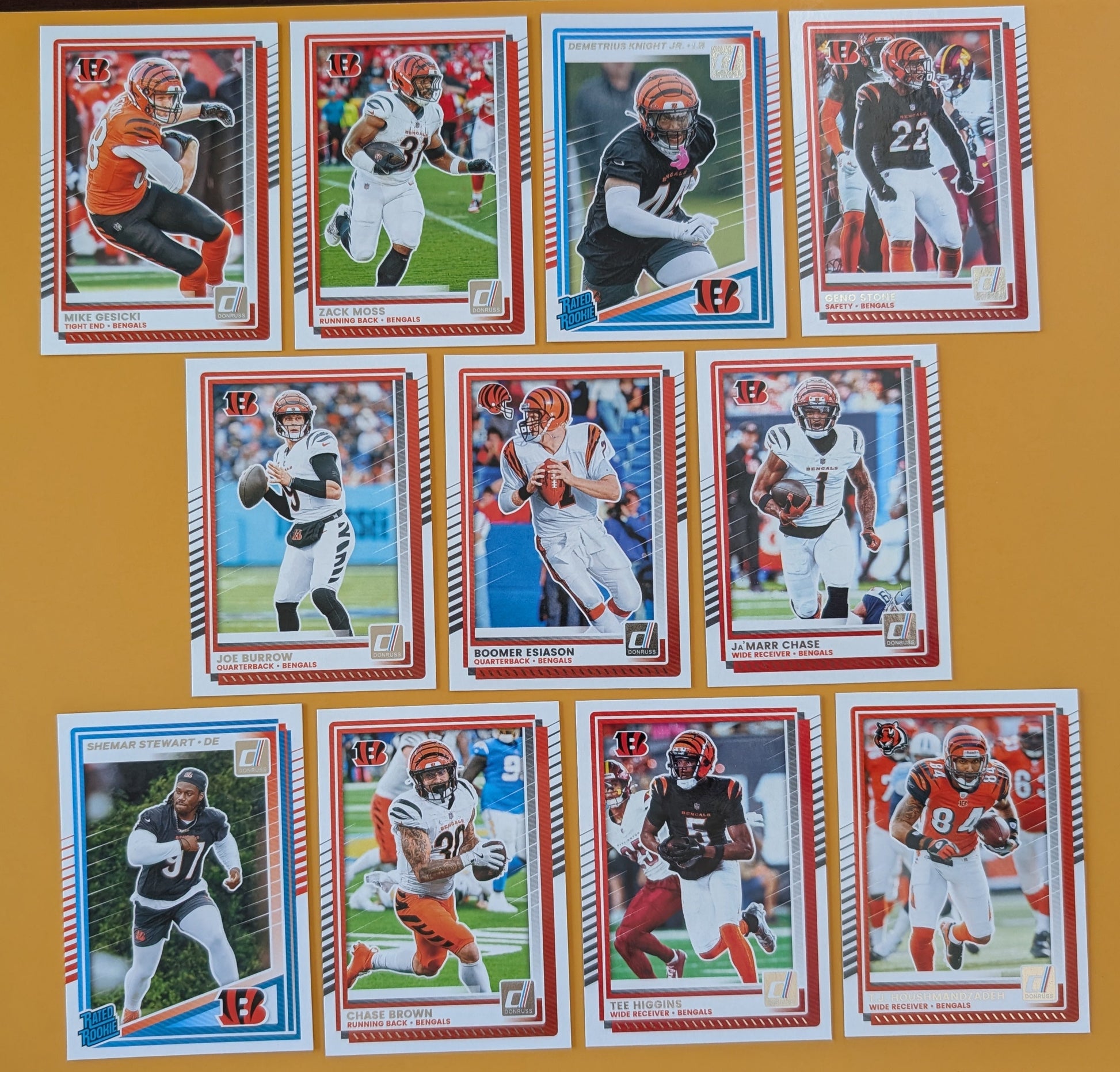 2025 Donruss NFL Team Set Cincinnati Bengals Joe Burrow Ja'Maar Chase hand-collated team set