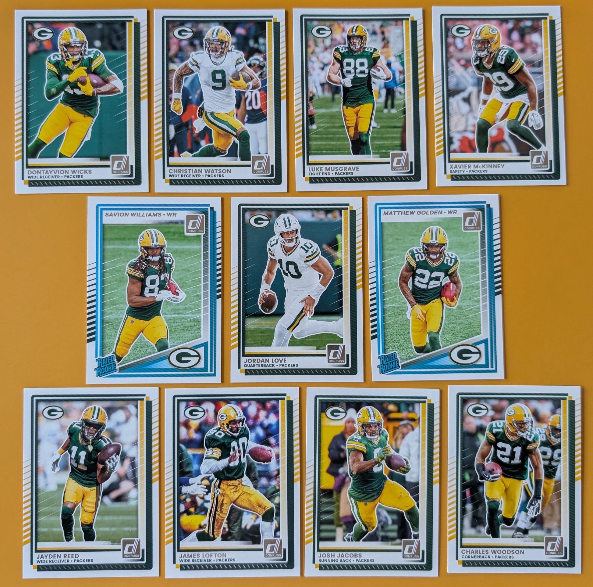 2025 Donruss NFL Team Set Green Bay Packers - Jordan Love hand-collated team set