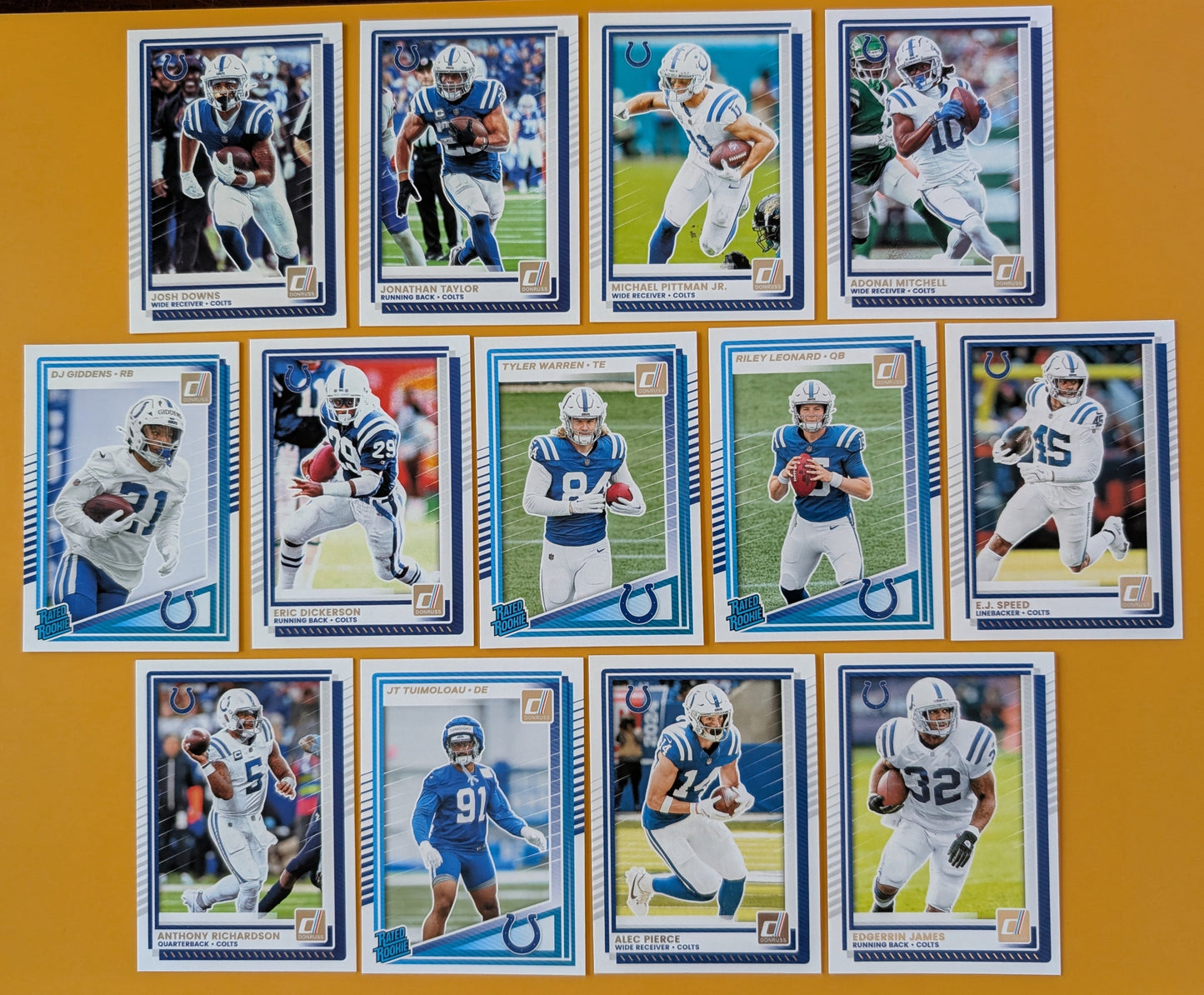 2025 Donruss NFL Team Set Indianapolis Colts - Tyler Warren RC hand-collated team set
