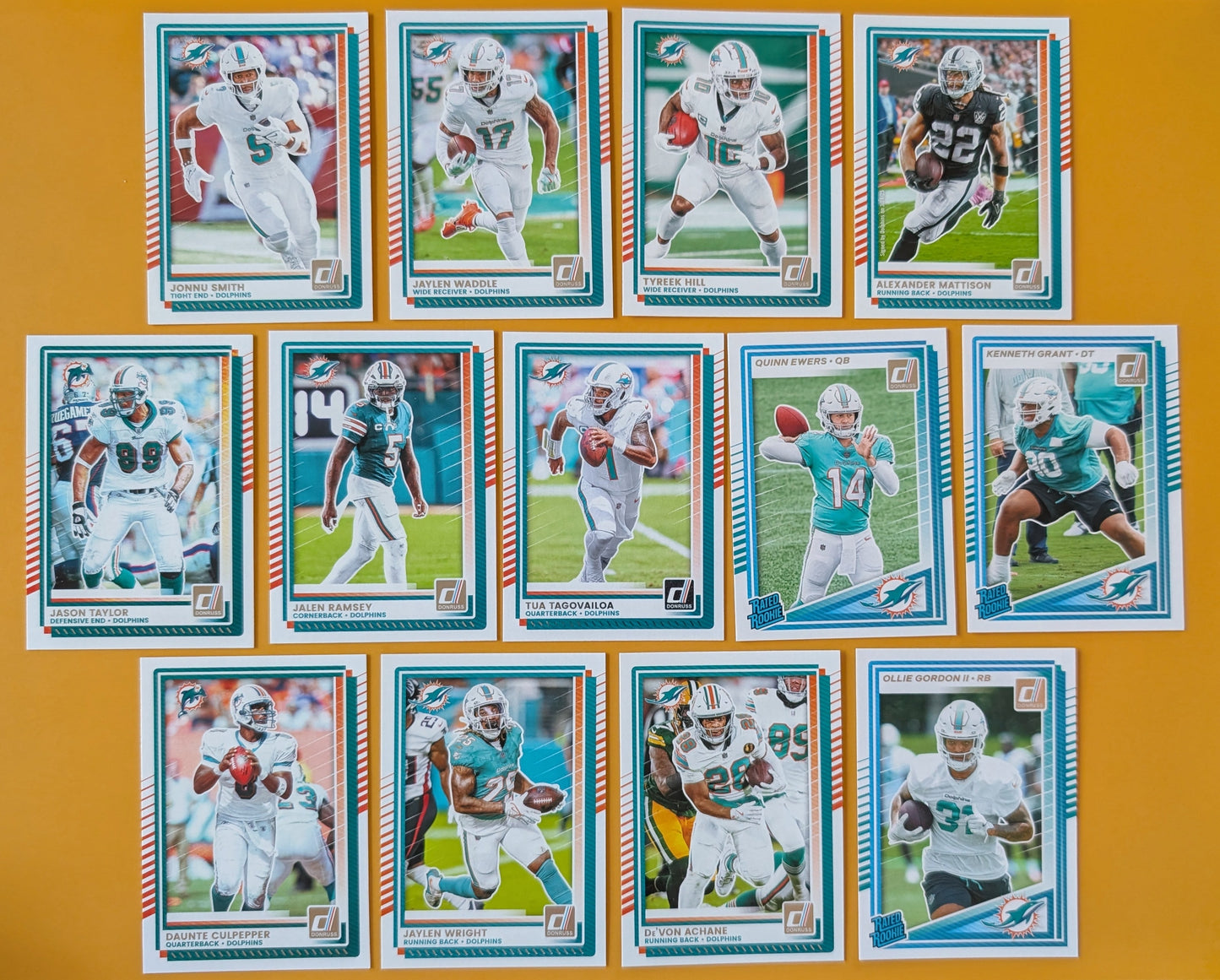 2025 Donruss NFL Team Set Miami Dolphins - Tua Tyreek Hill Ewers hand-collated team set