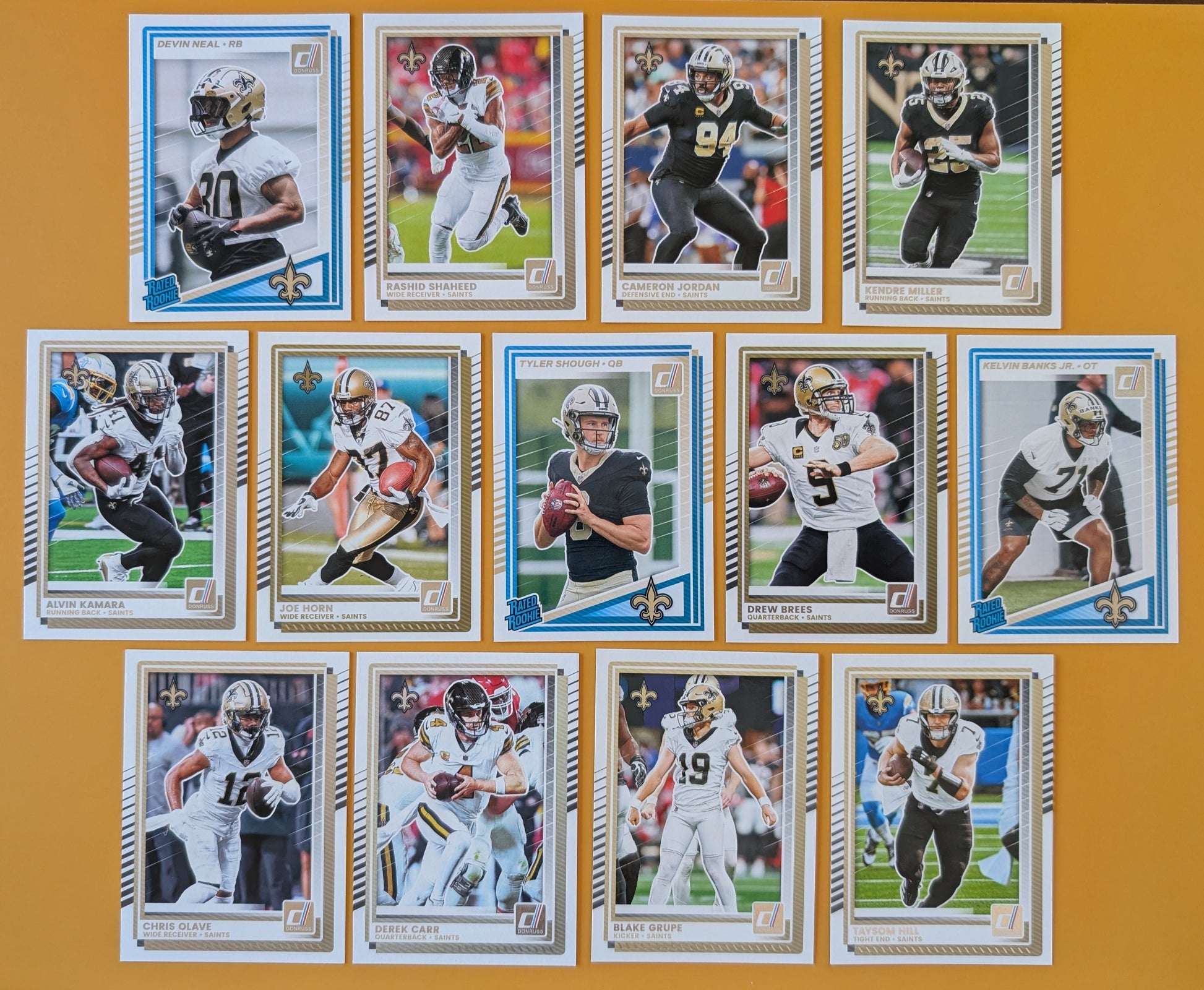 2025 Donruss NFL Team Set New Orleans Saints - Kamara Shough RC hand-collated team set