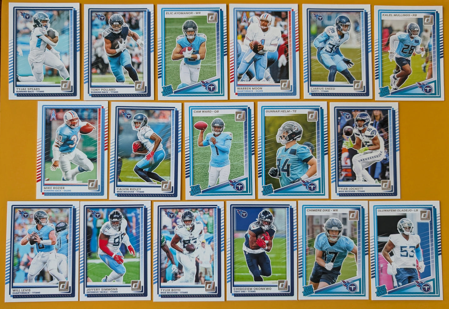 2025 Donruss NFL Team Set Tennessee Titans - 350 Cam Ward RC hand-collated team set