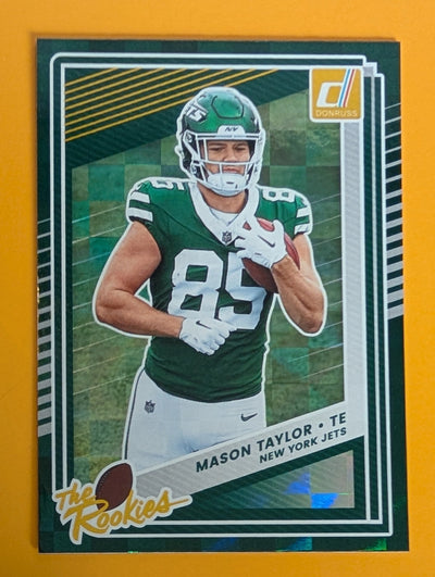 2025 DONRUSS The Rookies Foil Insert Mason Taylor New York Jets RC plaque