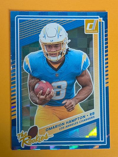 2025 DONRUSS The Rookies Foil Insert Omarion Hampton Los Angeles Chargers RC #8 plaque