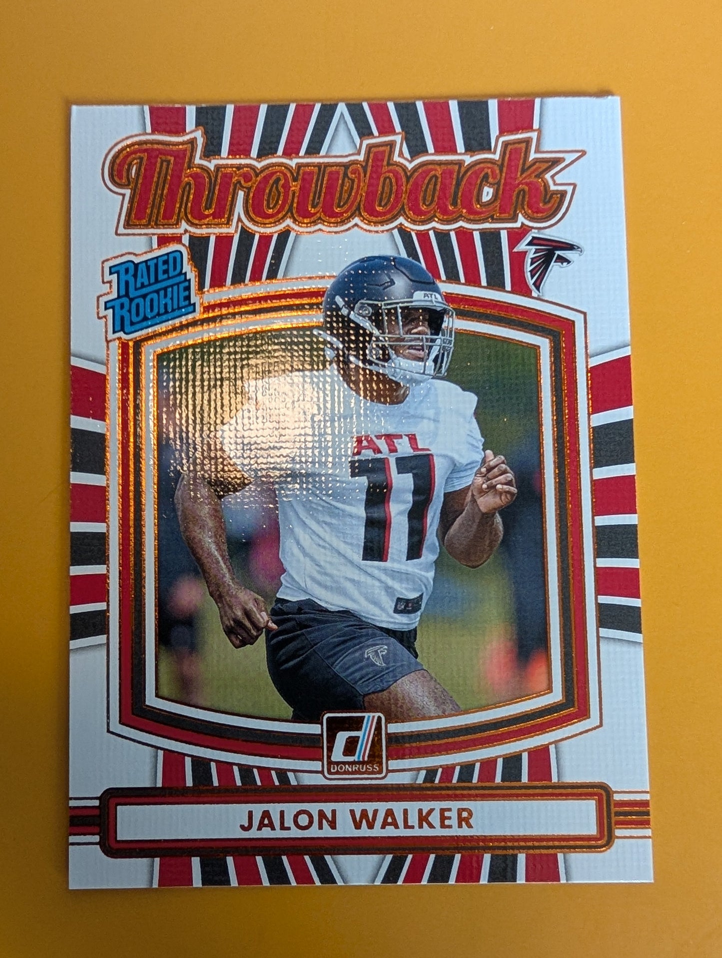 2025 DONRUSS Throwback Rated Rookie Insert Jalon Walker Atlanta Falcons RC plaque