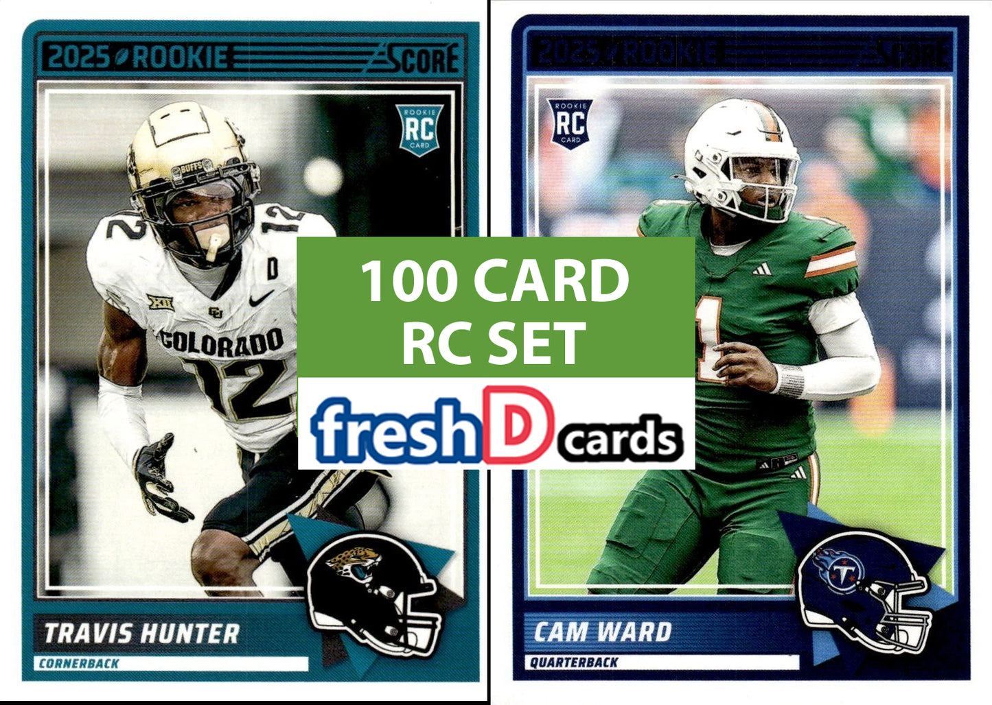2025 SCORE Complete Set of 100 Base RCs Cam Ward Travis Hunter Jeantry Egbuka plaque