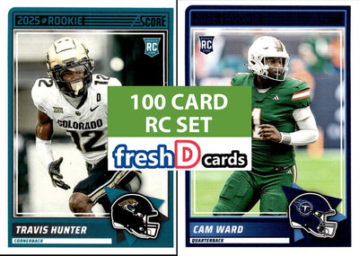 2025 SCORE Complete Set of 100 Base RCs Cam Ward Travis Hunter Jeantry Egbuka plaque