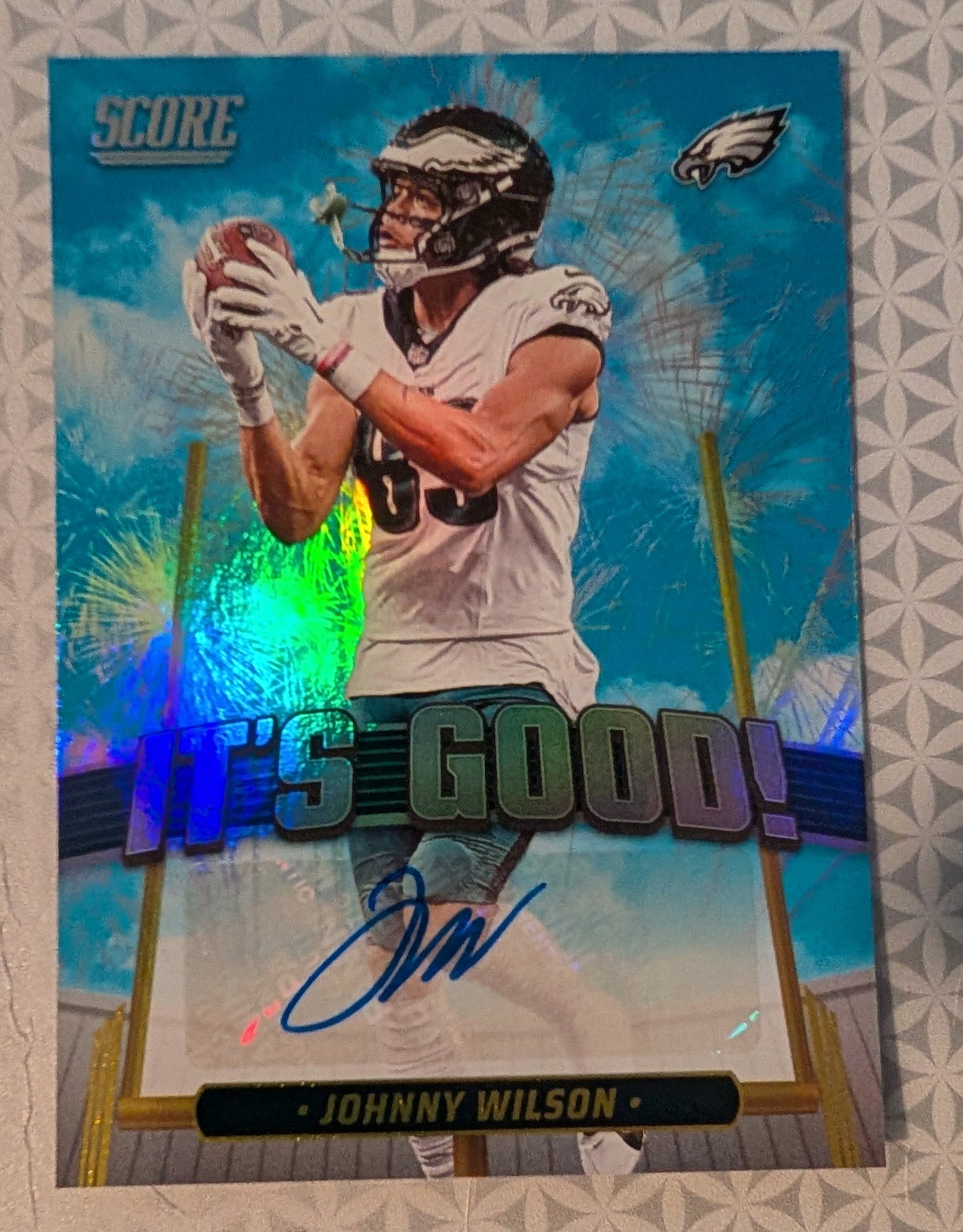 2025 SCORE It's Good Auto Johnny Wilson Philadelphia Eagles plaque