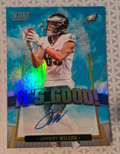 2025 SCORE It's Good Auto Johnny Wilson Philadelphia Eagles plaque