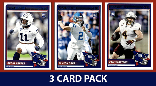 2025 SCORE Jaxson Dart Abdul Carter Cam Skattebo New York Giants RC 3 Pack plaque