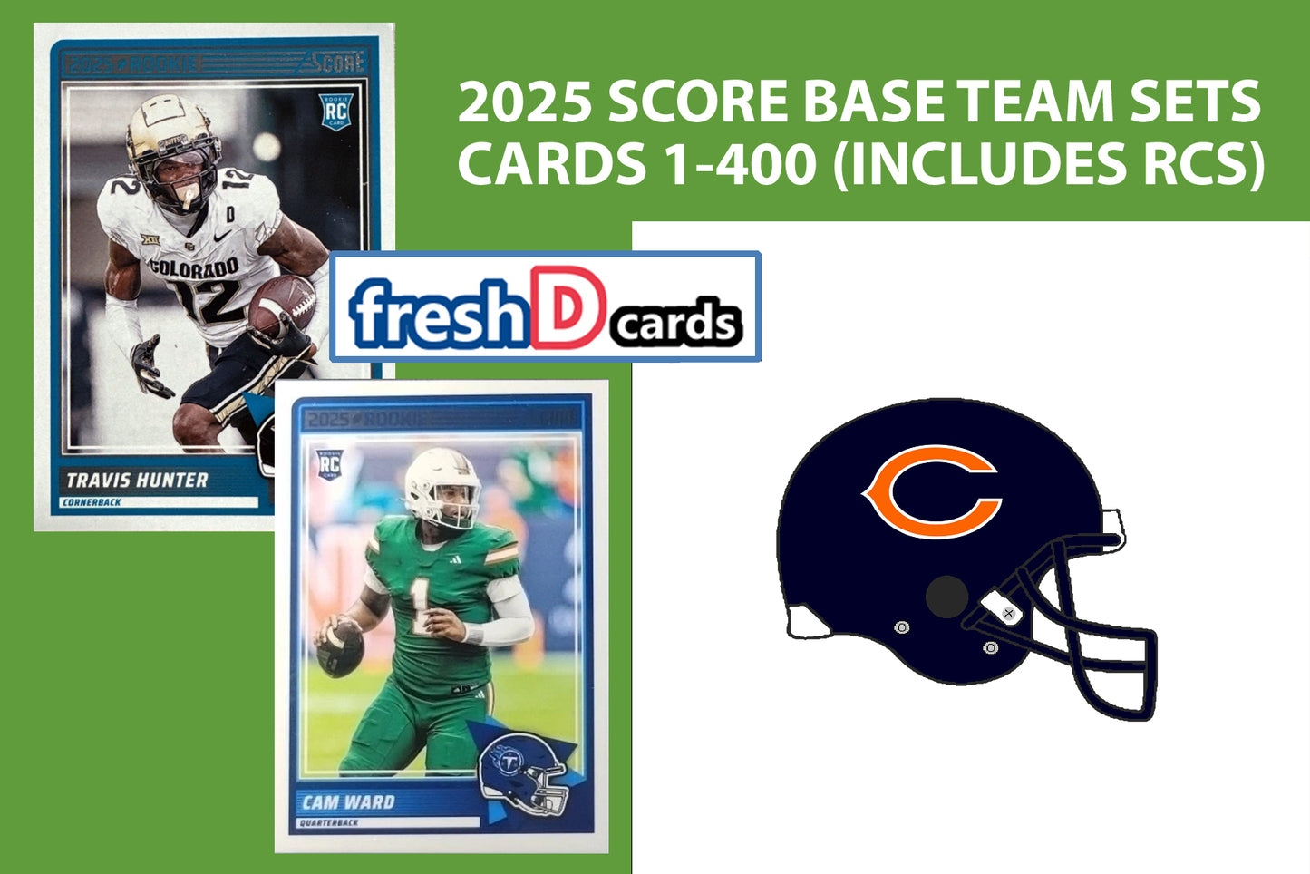 2025 SCORE NFL Chicago Bears Team Set Luther Burden RC Caleb Williams plaque