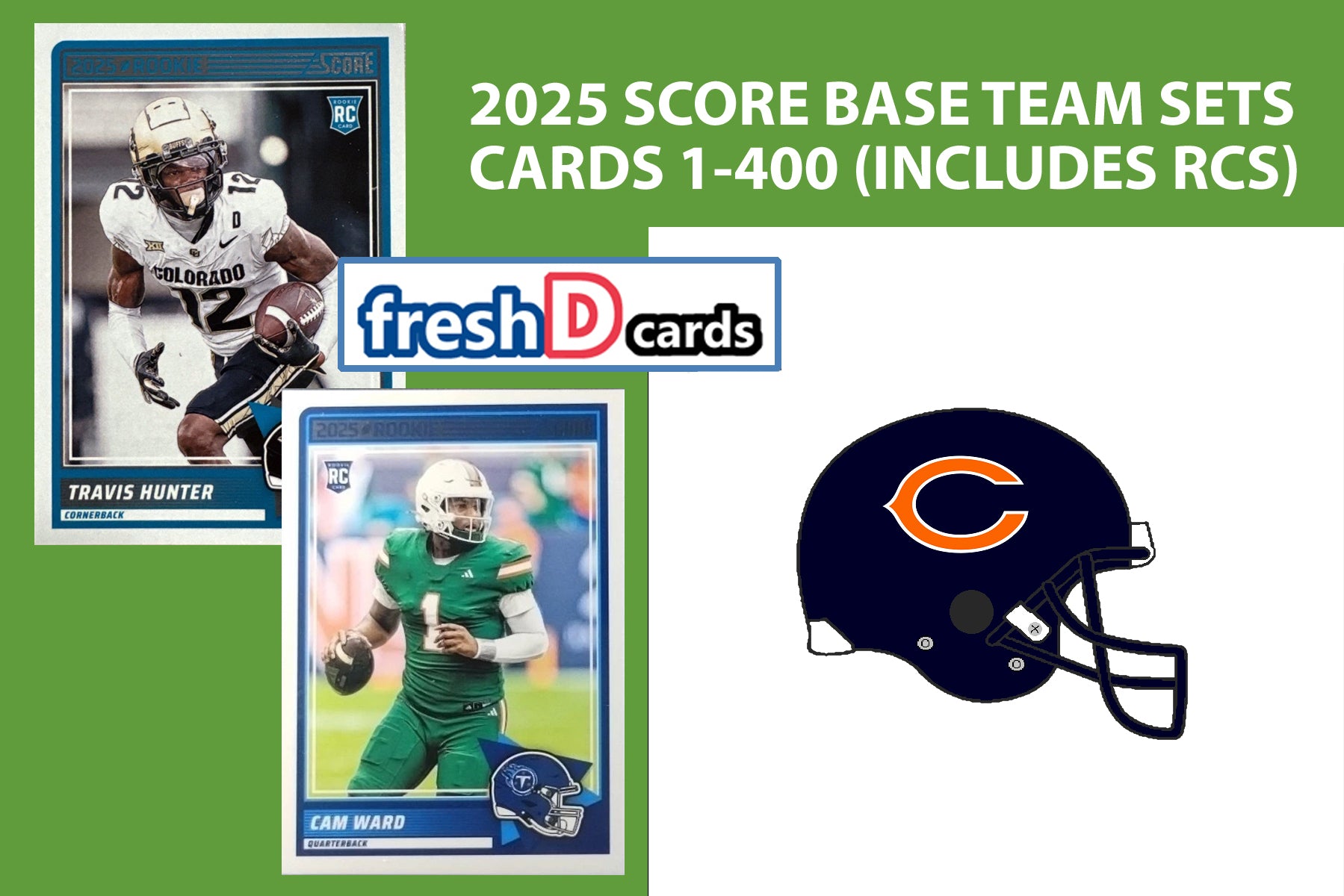 2025 SCORE NFL Chicago Bears Team Set Luther Burden RC Caleb Williams plaque