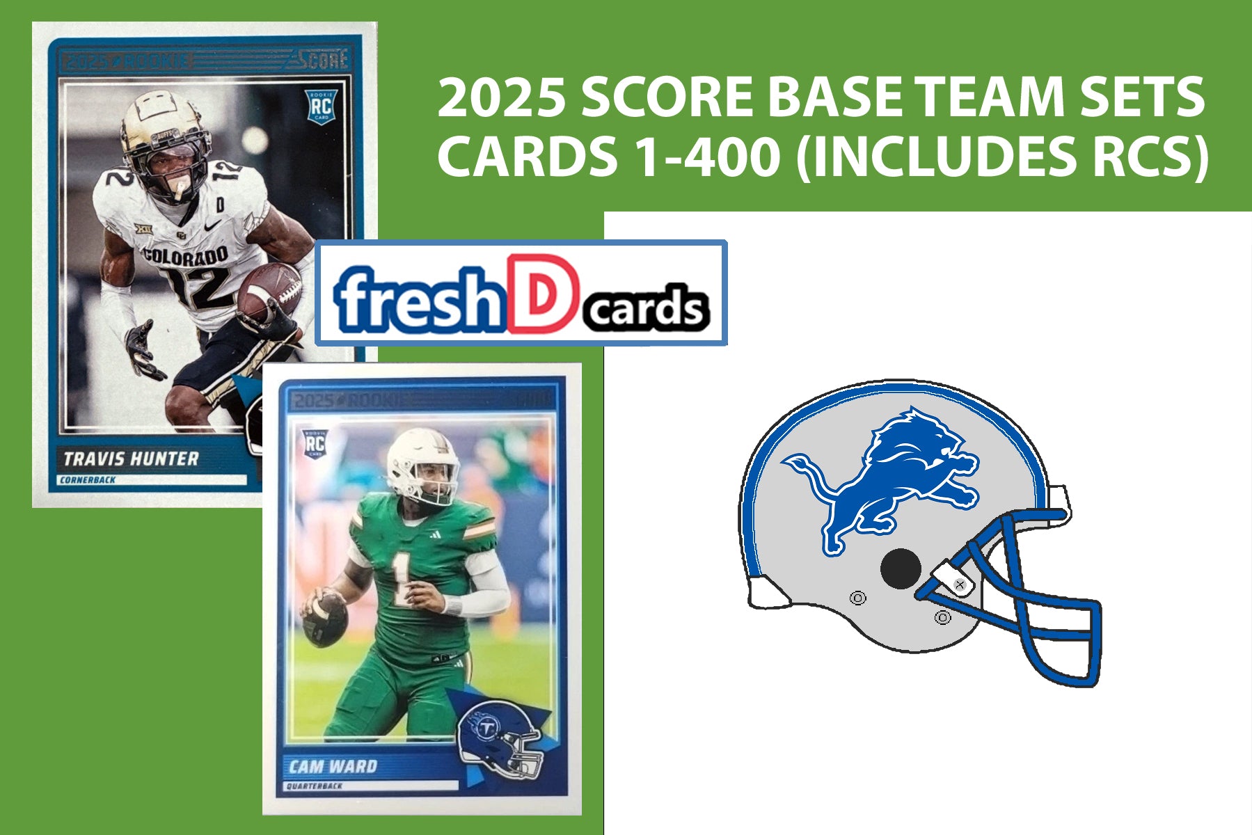 2025 SCORE NFL Detroit Lions Football Card Team Set Jahmyr Gibbs Amon Ra Jared Goff plaque