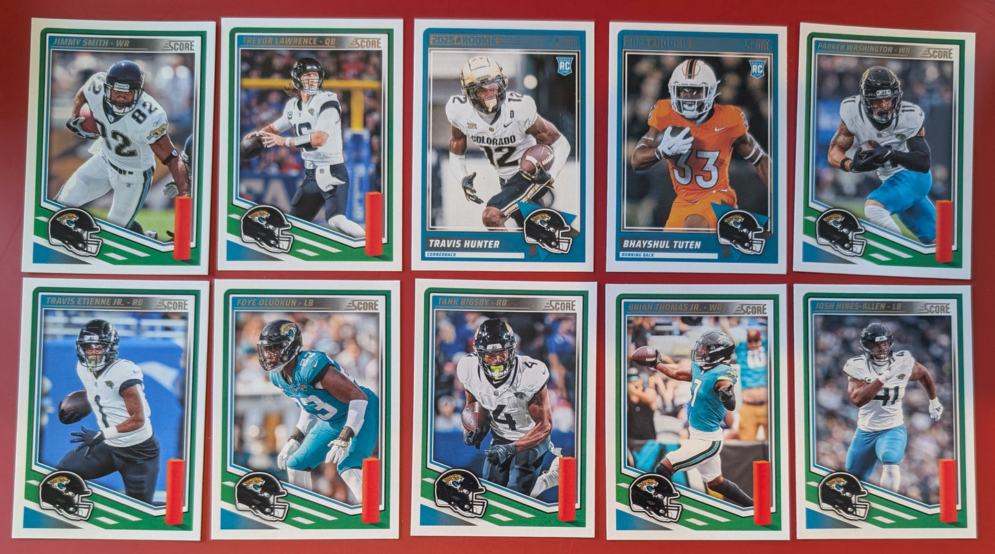 2025 SCORE NFL Jacksonville Jaguars Team Set Trevor Lawrence Travis Hunter RC #20 plaque
