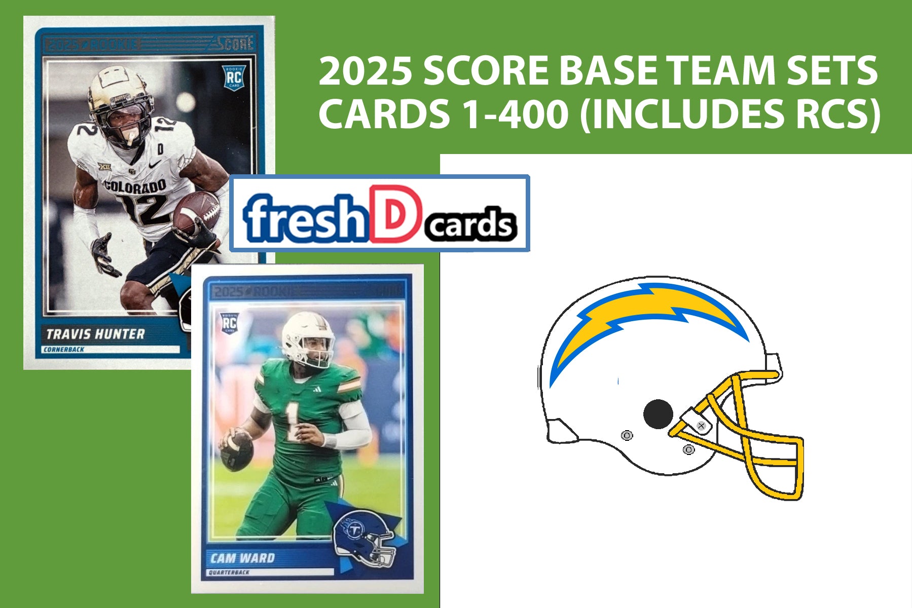 2025 SCORE NFL Los Angeles Chargers Team Set Herbert Omarion Hampton Tre Harris plaque