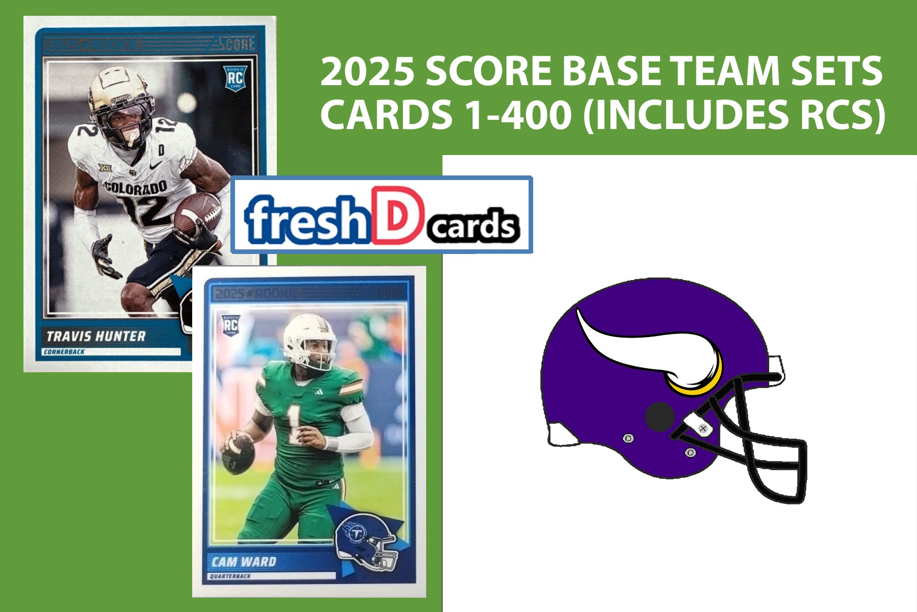 2025 SCORE NFL Minnesota Vikings Team Set  JJ McCarthy  Justin Jefferson plaque