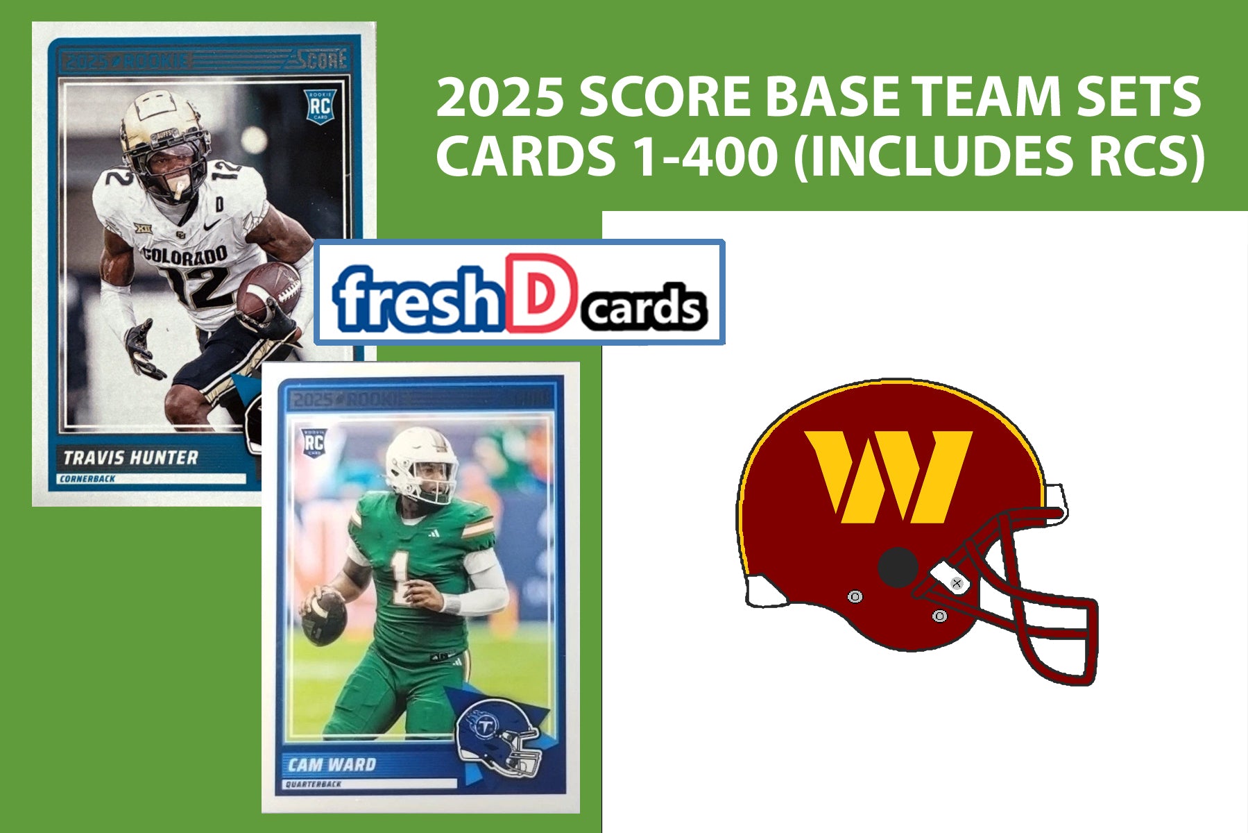2025 SCORE NFL Washington Commanders Team Set Jayden Daniels Terry McLaurin plaque