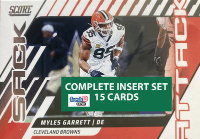 2025 SCORE Sack Attack Insert Complete Set 15 Cards TJ Watt Myles Garrett Burns plaque