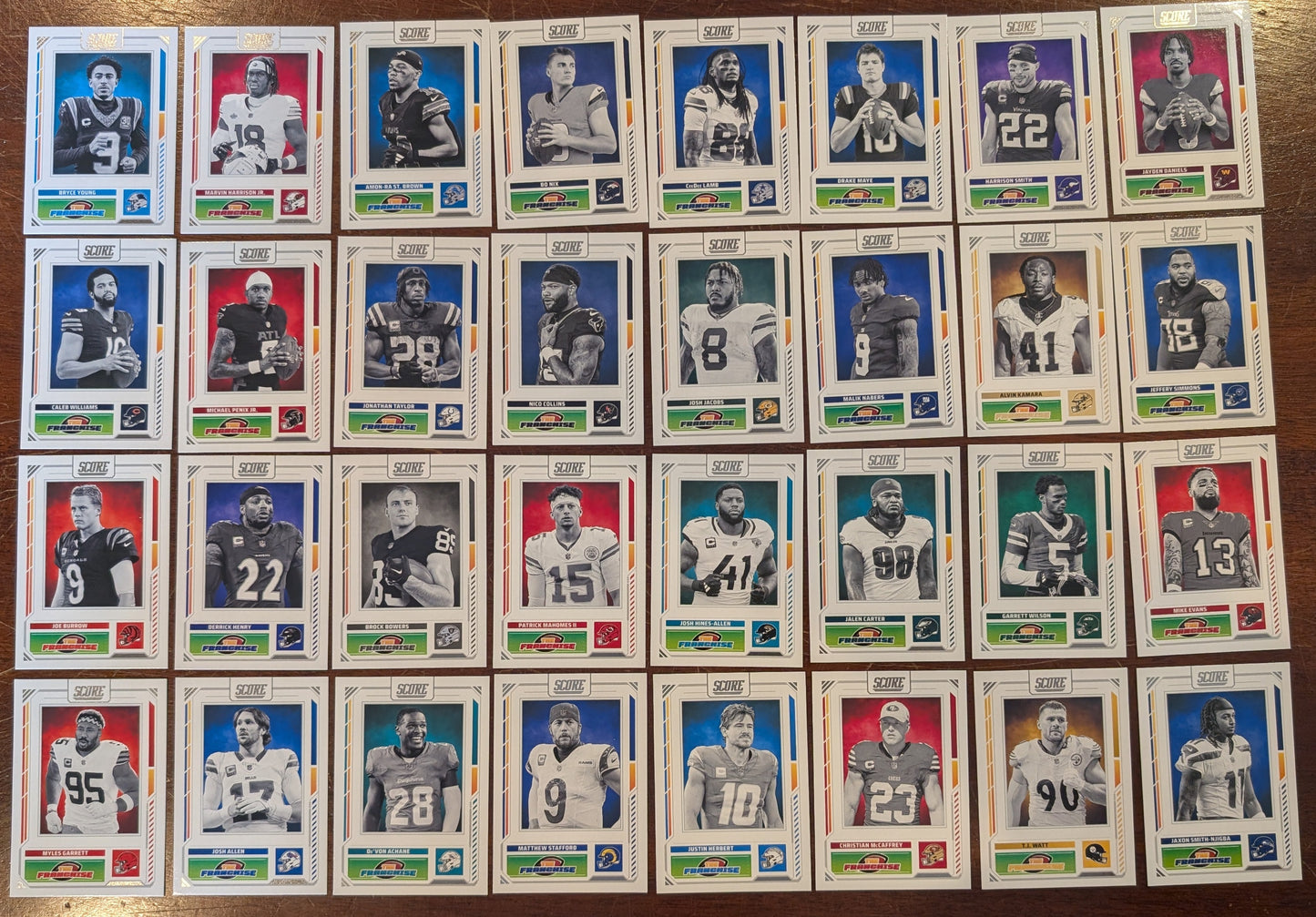 2025 SCORE The Franchise 32 Card Insert Set Mahomes Burrow Jayden Daniels plaque