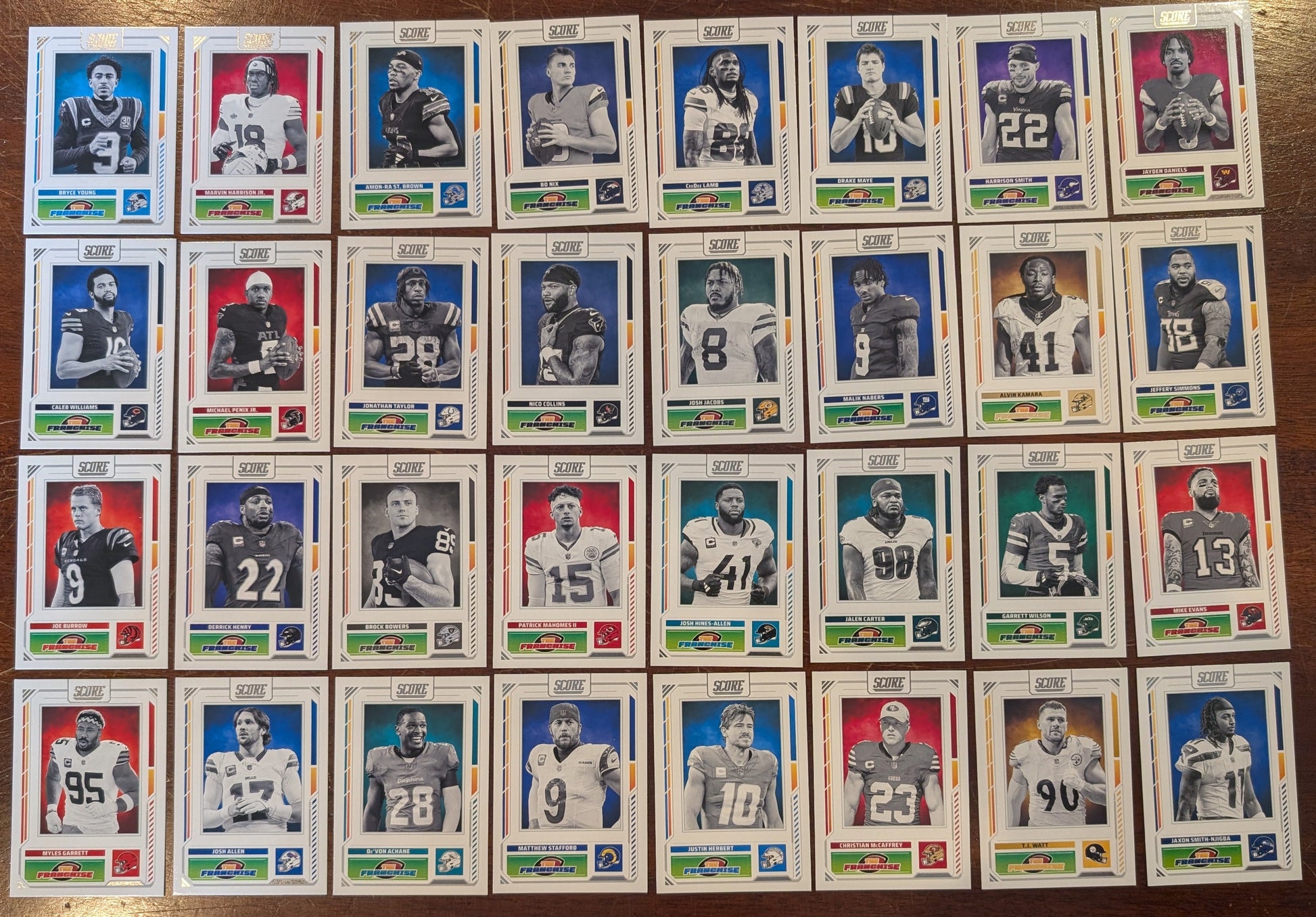 2025 SCORE The Franchise 32 Card Insert Set Mahomes Burrow Jayden Daniels plaque