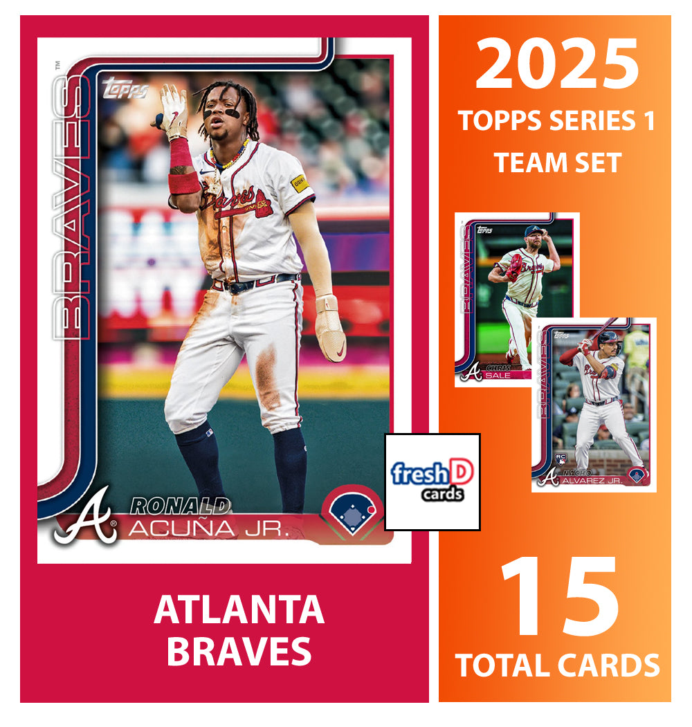 2025 Topps Atlanta Braves + 2024 Donruss Atlanta Falcons NFL Team Set Bundle - 23 Total Cards - Michael Penix Jr Rated Rookie Bija hand-collated team set