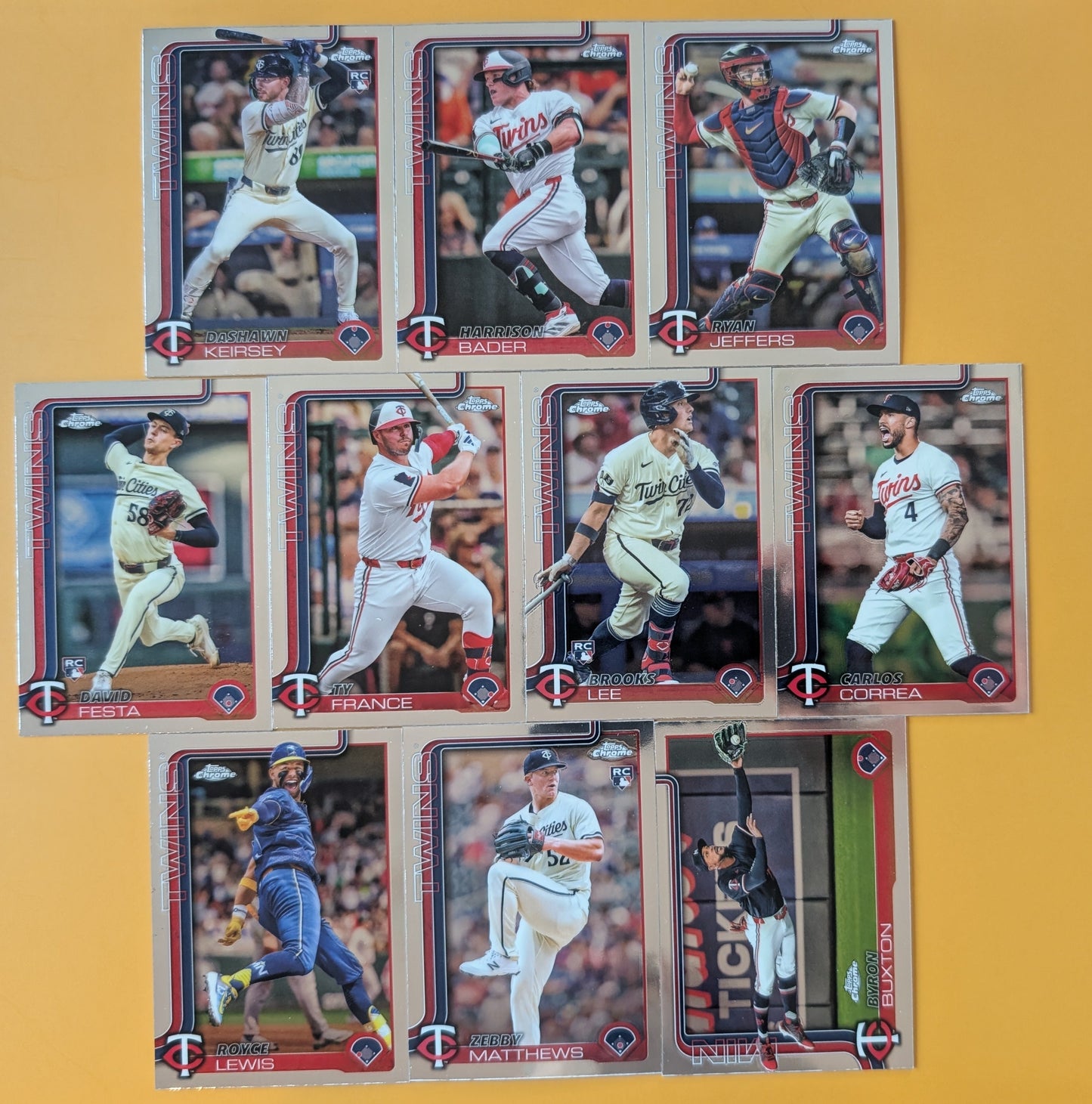 2025 Topps Chrome Baseball Team Set 10 Minnesota Twins Byron Buxton Correa plaque