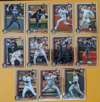2025 Topps Chrome Baseball Team Set 11 Cards Detroit Tigers Tarik Skubal RIley Greene plaque