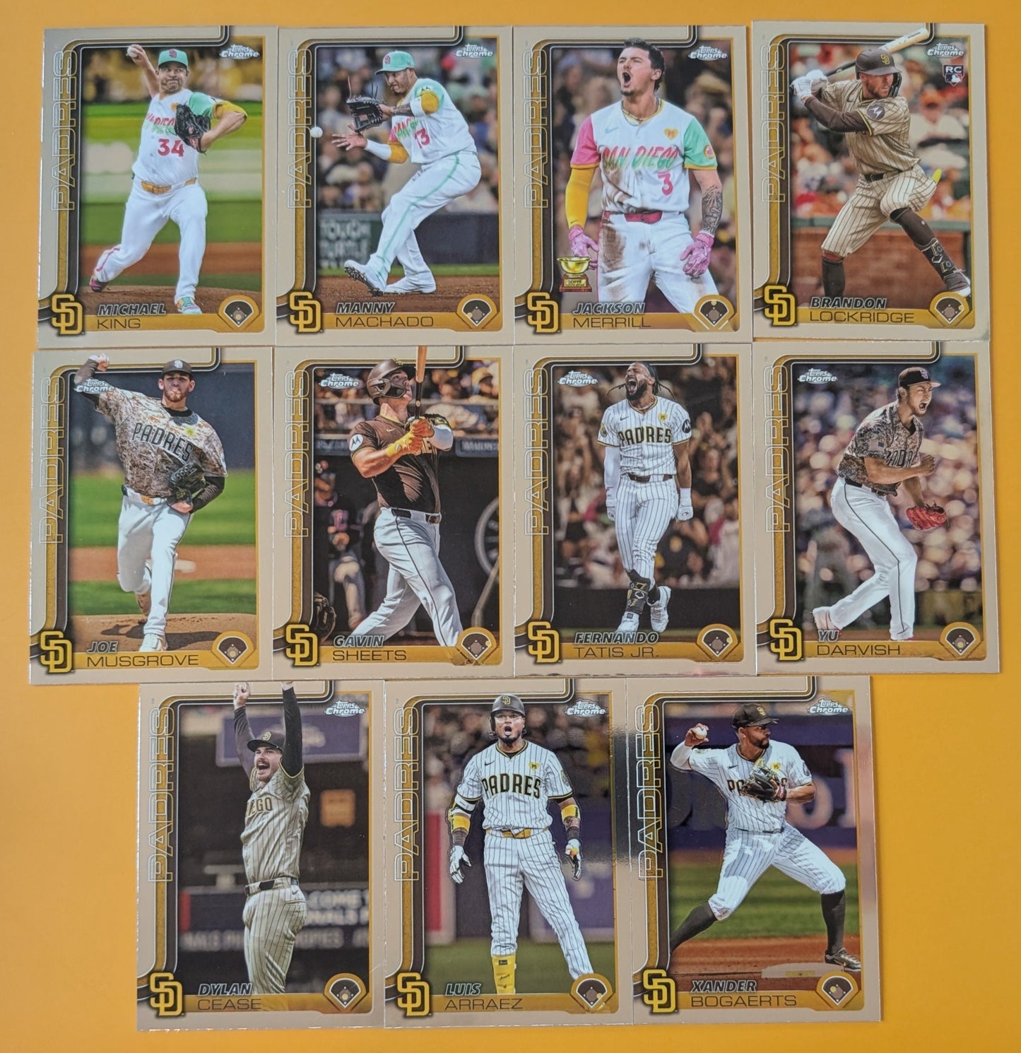 2025 Topps Chrome Baseball Team Set 11 San Diego Padres Jackson Merrill Tatis Darvish plaque