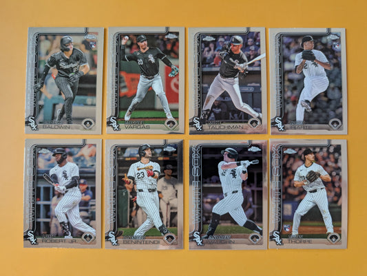 2025 Topps Chrome Baseball Team Set 8 Cards Chicago White Sox Baldwin RC plaque