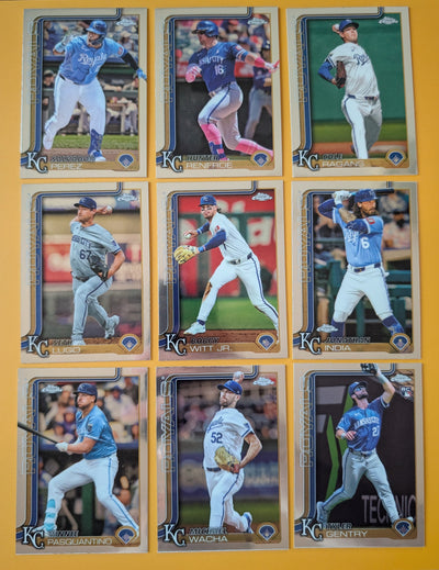 2025 Topps Chrome Baseball Team Set 9 Kansas City Royals Bobby Witt Jr Salvador Perez plaque