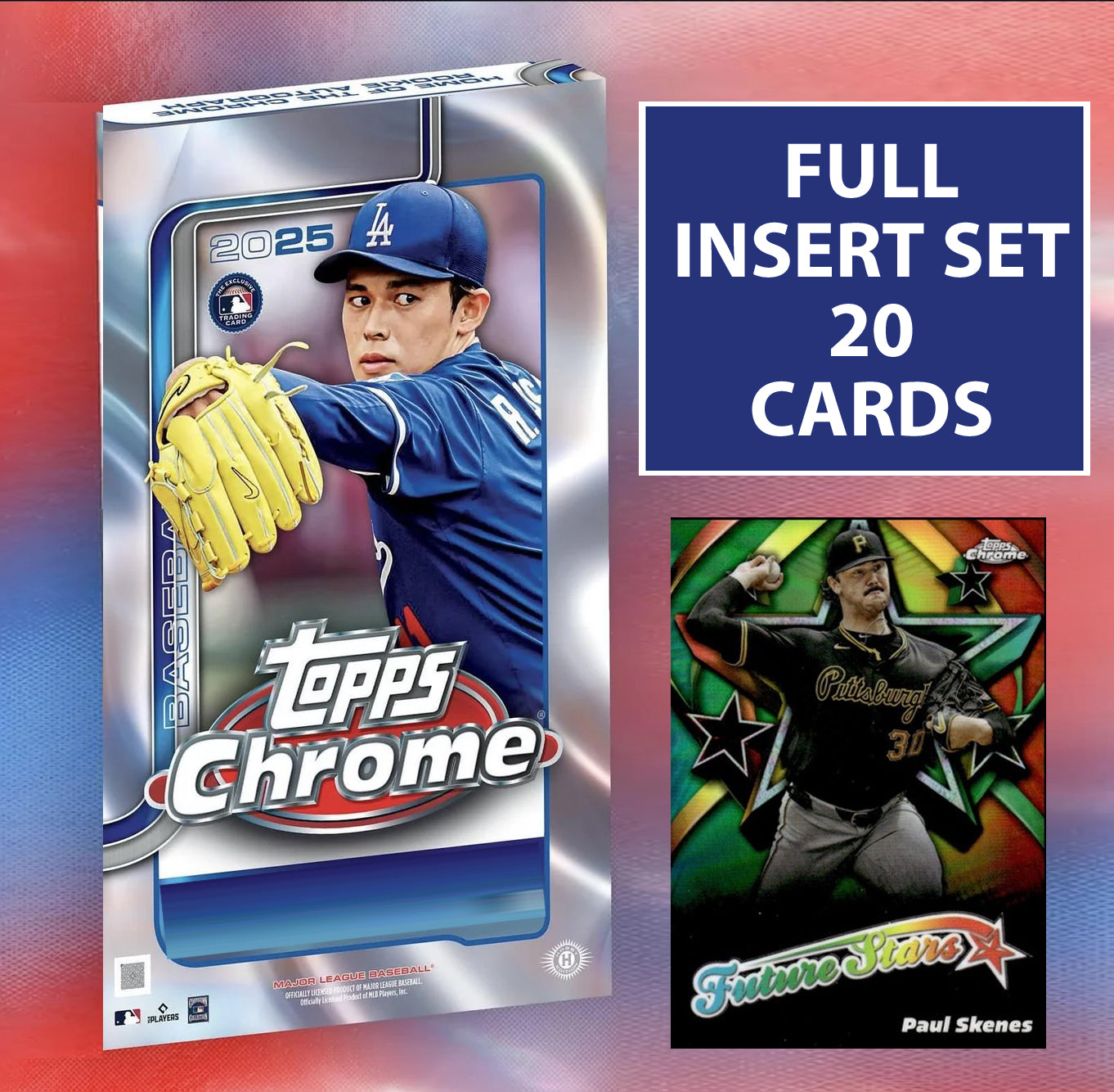 2025 Topps Chrome Complete Insert Set 20 Cards Future Stars PCA Skenes Elly Dominguez plaque