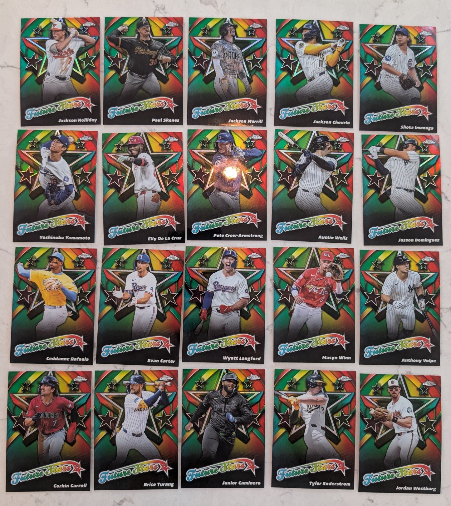 2025 Topps Chrome Complete Insert Set 20 Cards Future Stars PCA Skenes Elly Dominguez plaque
