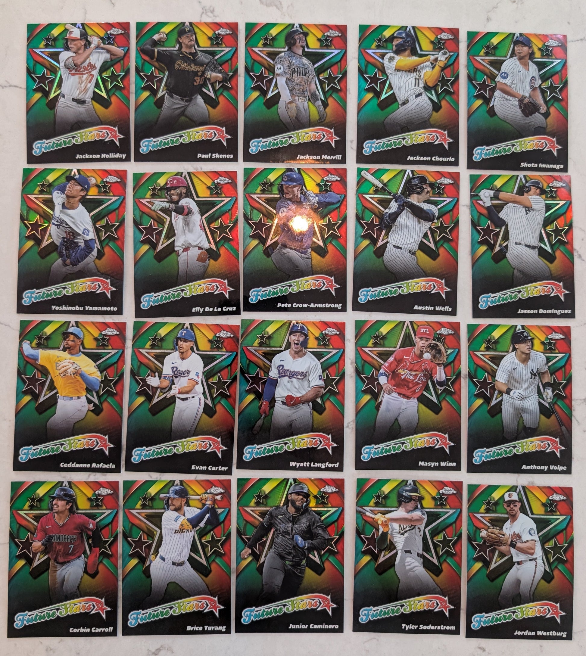 2025 Topps Chrome Complete Insert Set 20 Cards Future Stars PCA Skenes Elly Dominguez plaque