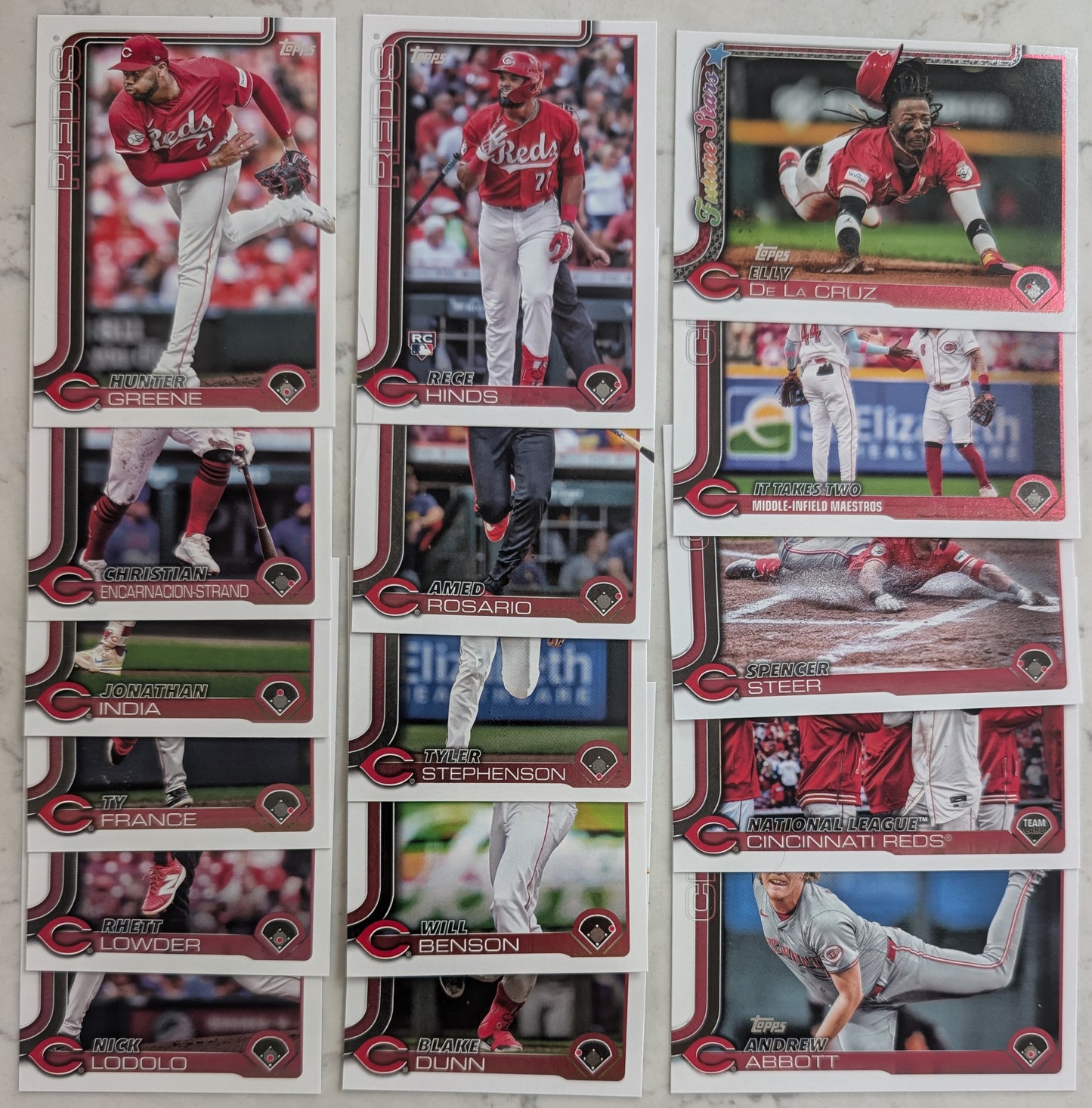 2025 Topps Cincinnati Reds SCORE Bengals NFL MLB Team Set Bundle - 25 Total Cards - Burrow Elly hand-collated team set