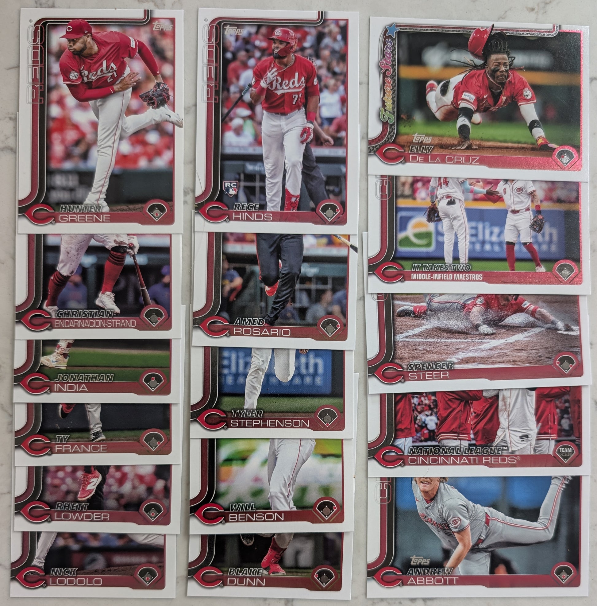 2025 Topps Cincinnati Reds SCORE Bengals NFL MLB Team Set Bundle - 25 Total Cards - Burrow Elly hand-collated team set