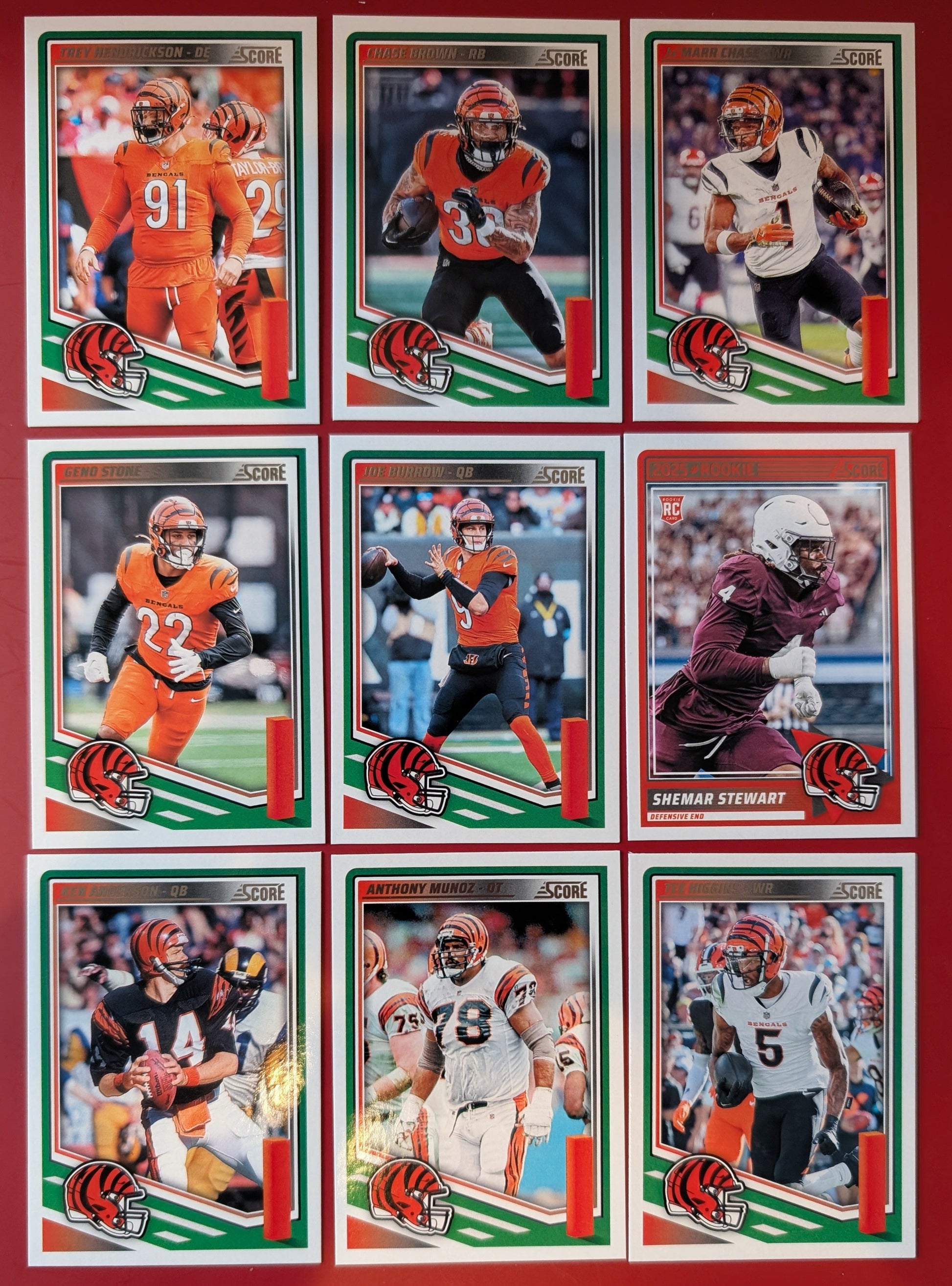 2025 Topps Cincinnati Reds SCORE Bengals NFL MLB Team Set Bundle - 25 Total Cards - Burrow Elly hand-collated team set