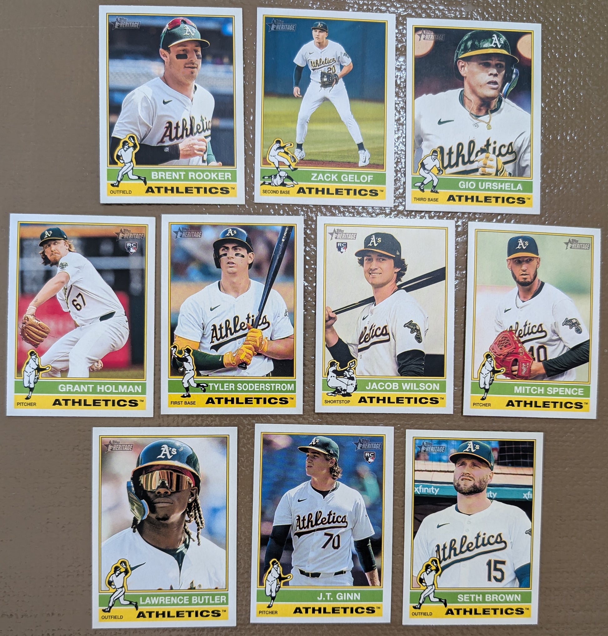 2025 Topps Heritage Baseball Team Set 10 Cards Athletics Soderstrom Jacob Wilson RC plaque