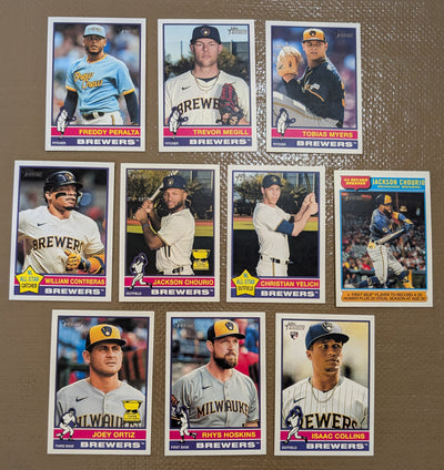 2025 Topps Heritage Baseball Team Set 10 Cards Milwaukee Brewers Chourio Yelich plaque