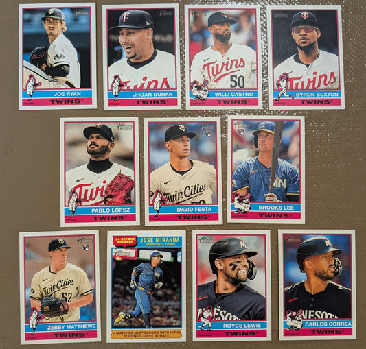 2025 Topps Heritage Baseball Team Set 11 Cards Minnesota Twins Brooks Lee RC plaque