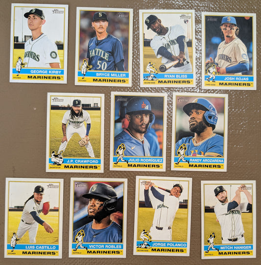 2025 Topps Heritage Baseball Team Set 11 Cards Seattle Mariners Julio Rodriguez Arozarena plaque