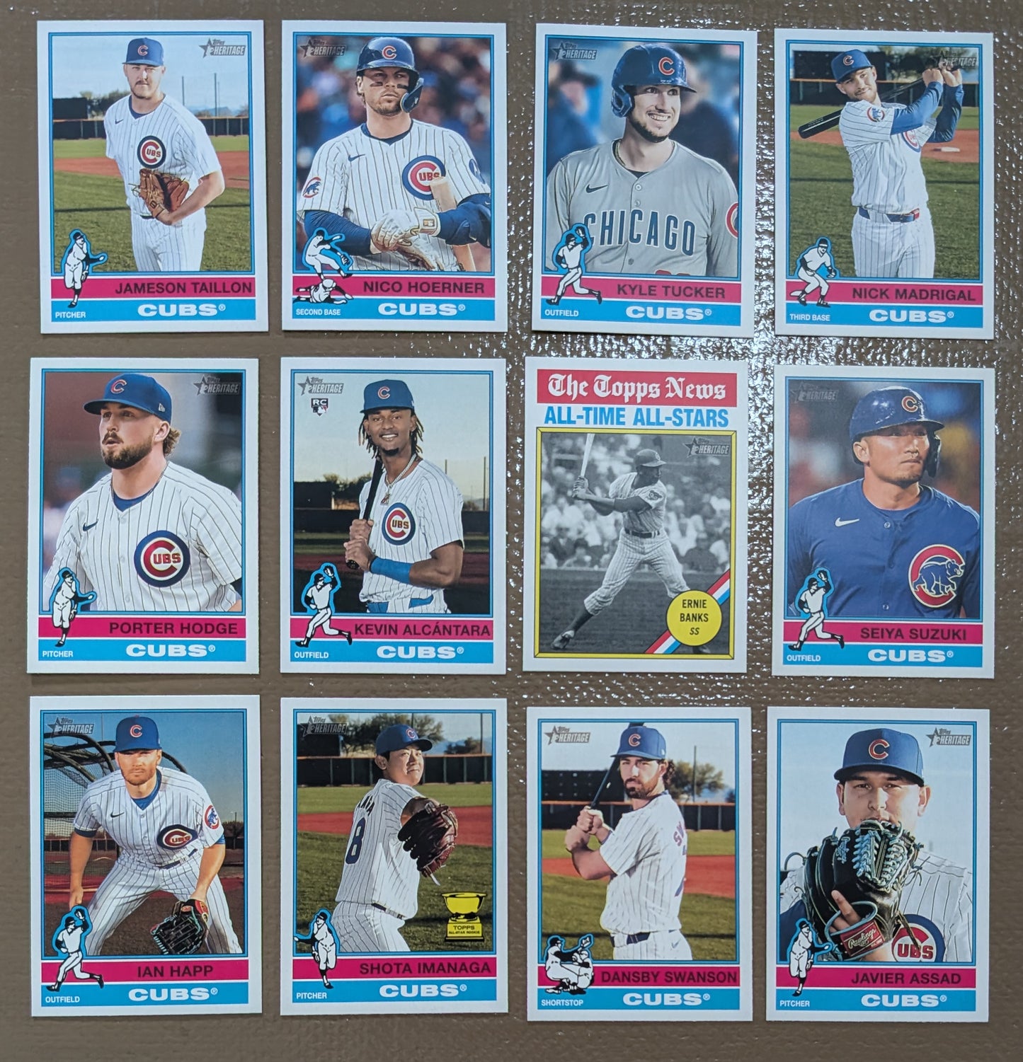 2025 Topps Heritage Baseball Team Set 12 Cards Chicago Cubs Ernie Banks Tucker imanaga plaque