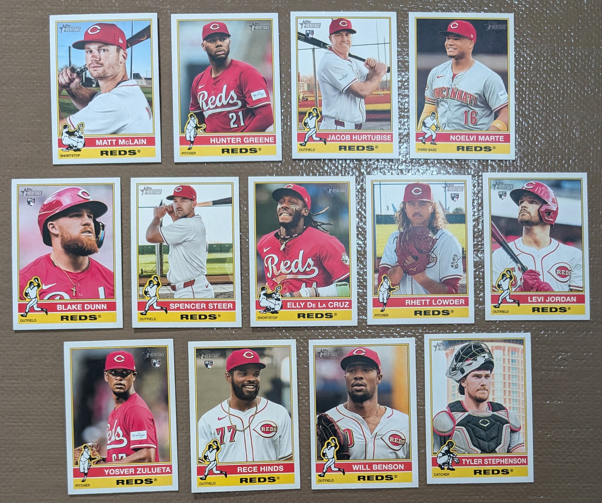 2025 Topps Heritage Baseball Team Set 13 Cards Cincinnati Reds Elly De La Cruz plaque