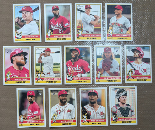 2025 Topps Heritage Baseball Team Set 13 Cards Cincinnati Reds Elly De La Cruz plaque