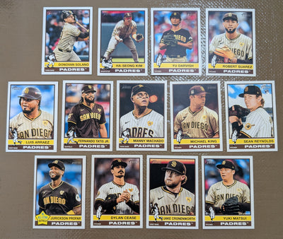 2025 Topps Heritage Baseball Team Set 13 Cards San Diego Padres Tatis Machado Darvish plaque