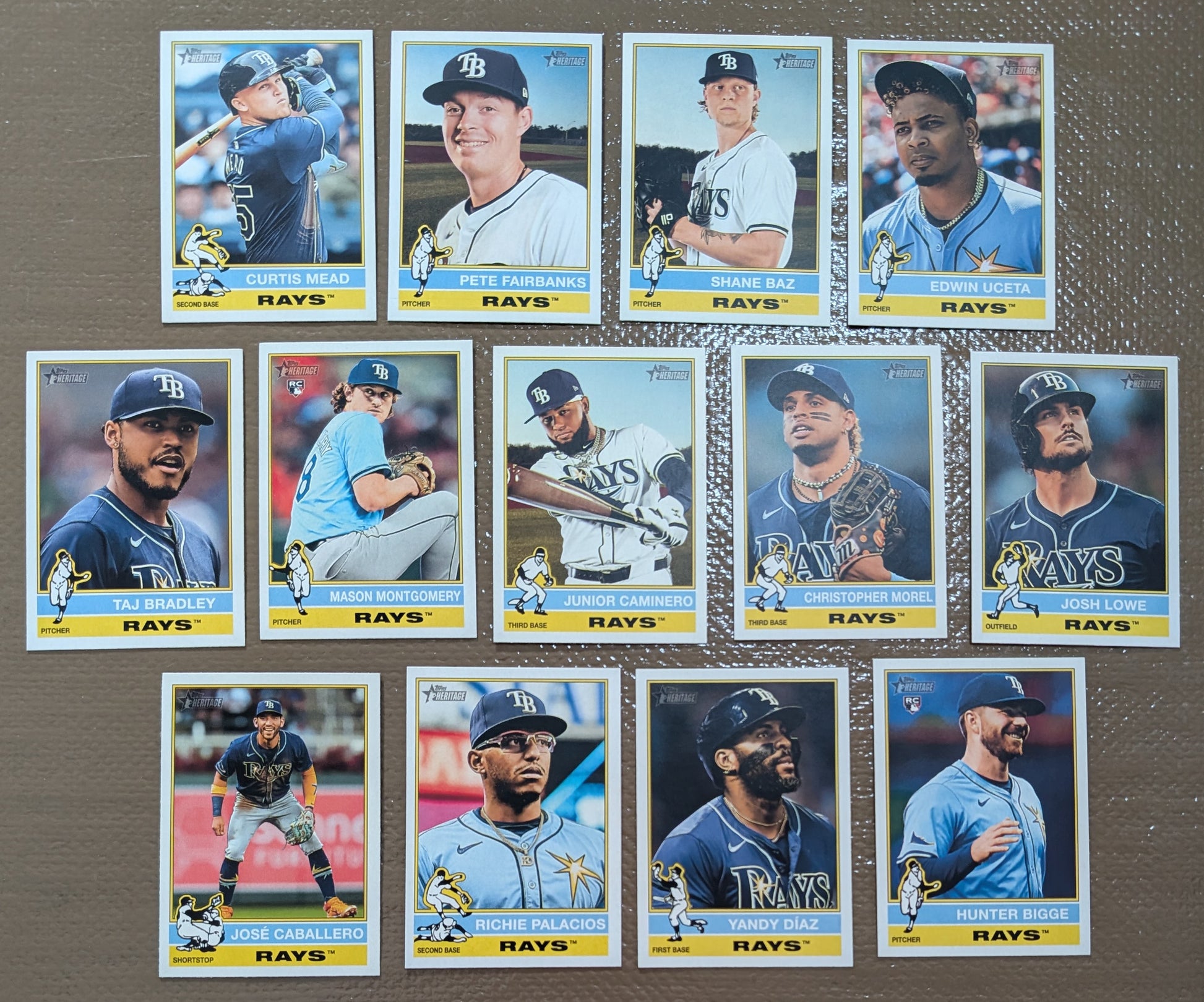 2025 Topps Heritage Baseball Team Set 13 Cards Tampa Bay Rays Junior Caminero Morel plaque