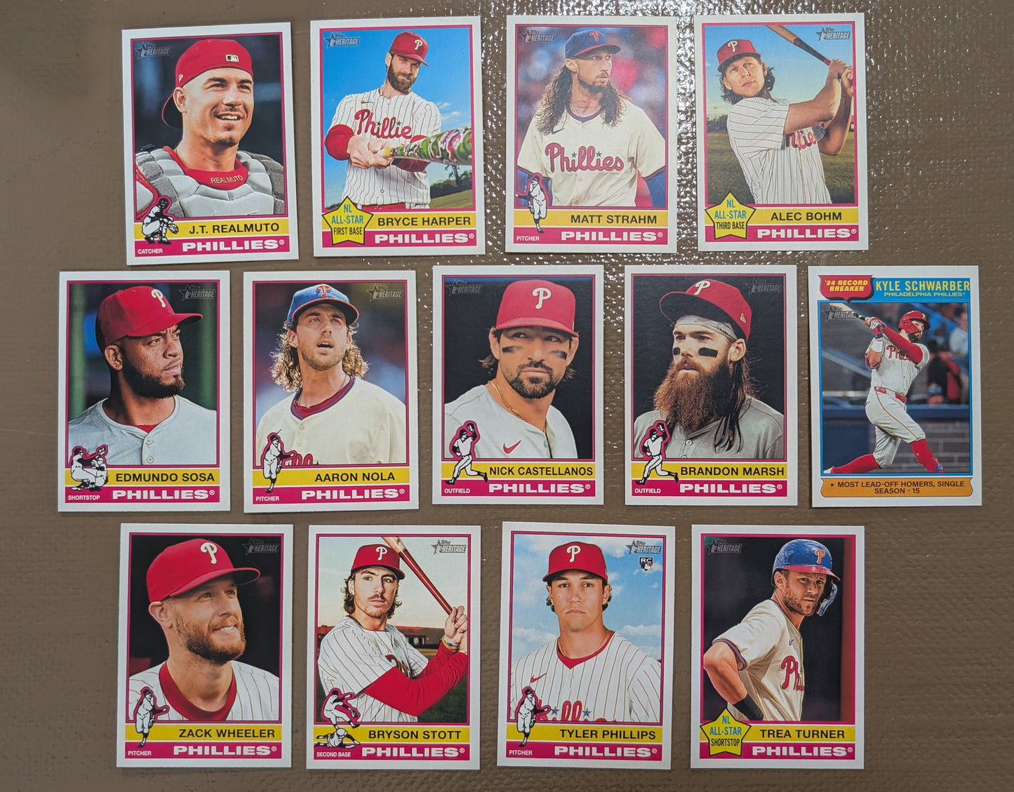 2025 Topps Heritage Baseball Team Set 13Cards Philadelphia Phillies Bryce Harper plaque