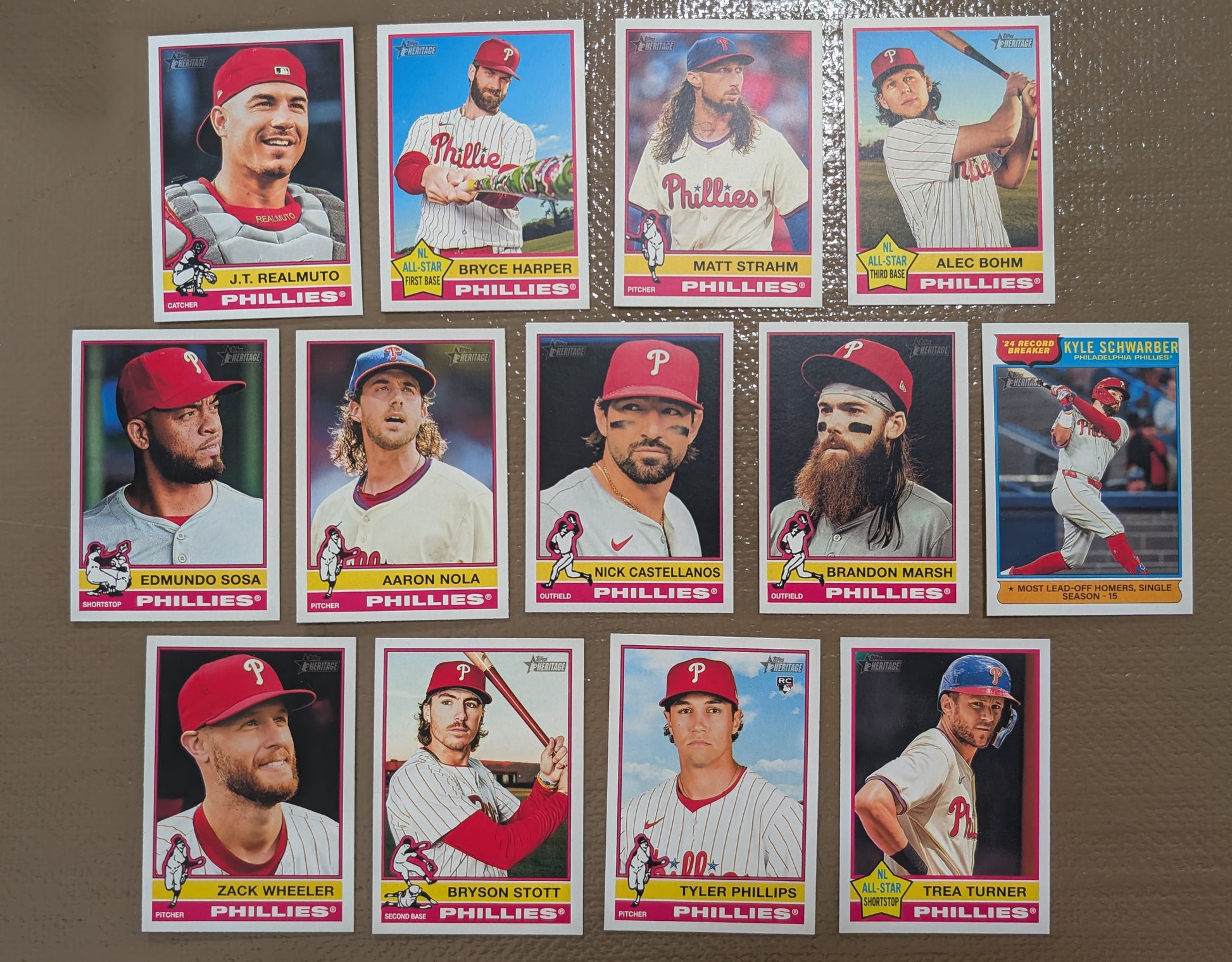 2025 Topps Heritage Baseball Team Set 13Cards Philadelphia Phillies Bryce Harper plaque