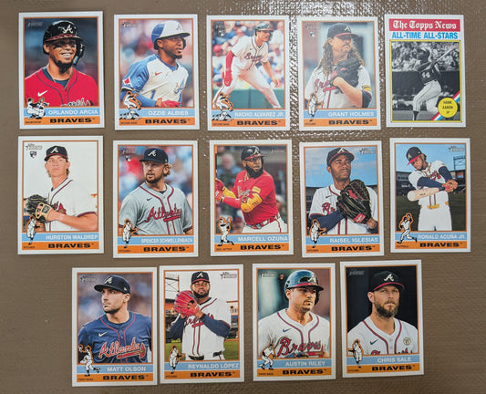 2025 Topps Heritage Baseball Team Set 14 Cards Atlanta Braves Ronald Acuna Jr Olson plaque